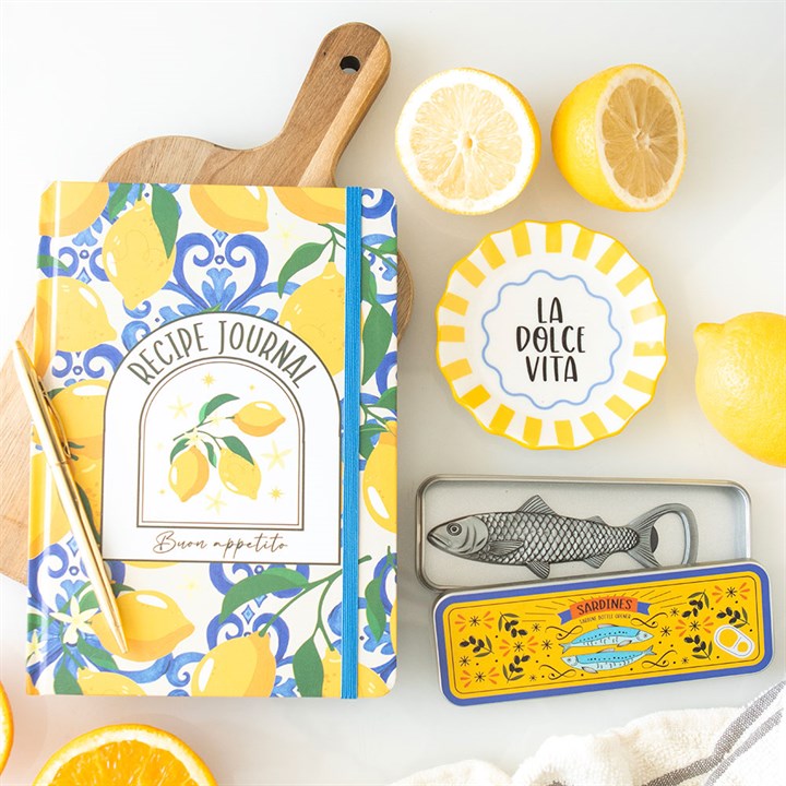 Italian Lemon Print A5 Recipe Journal