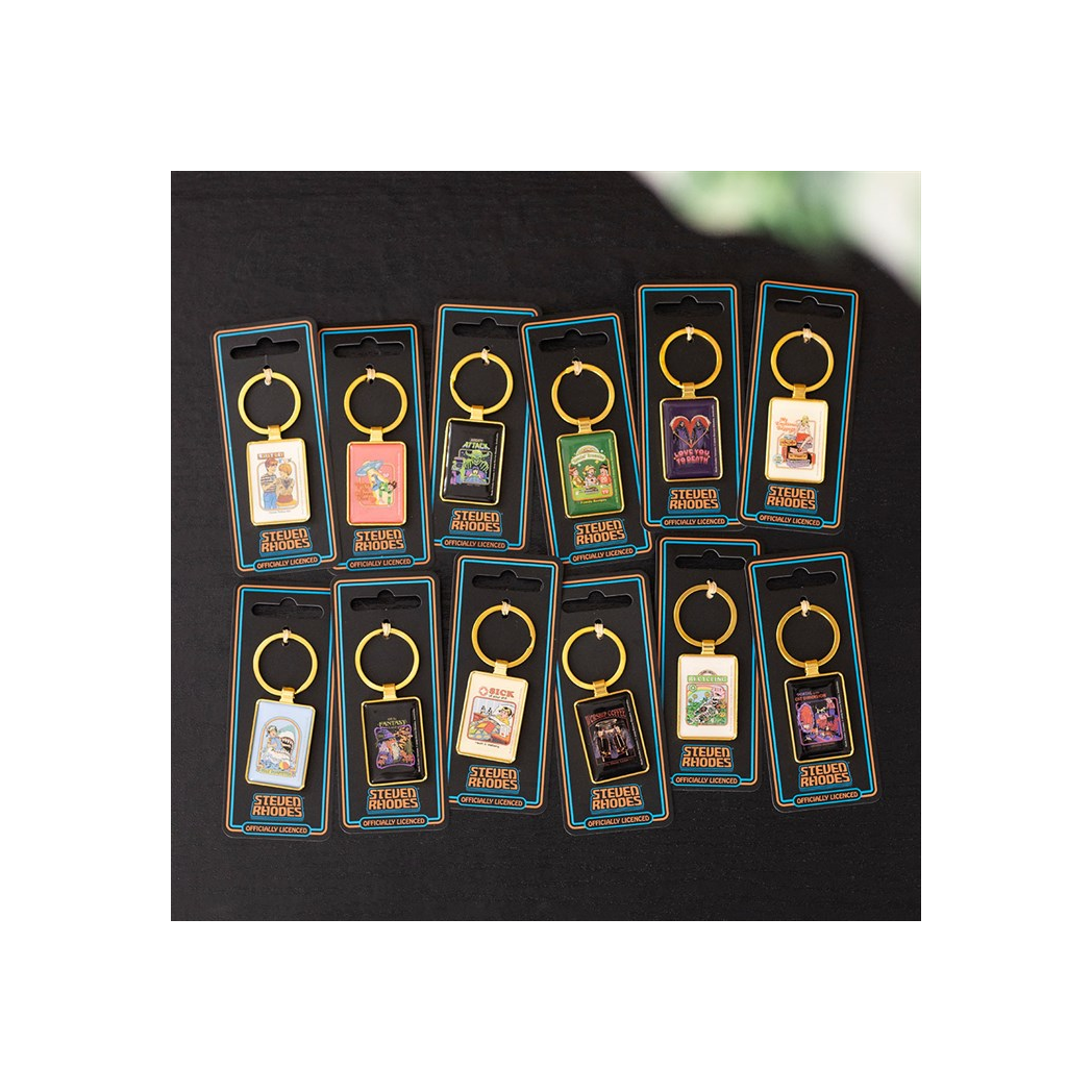Set of 12 Enamel Keyrings by Steven Rhodes