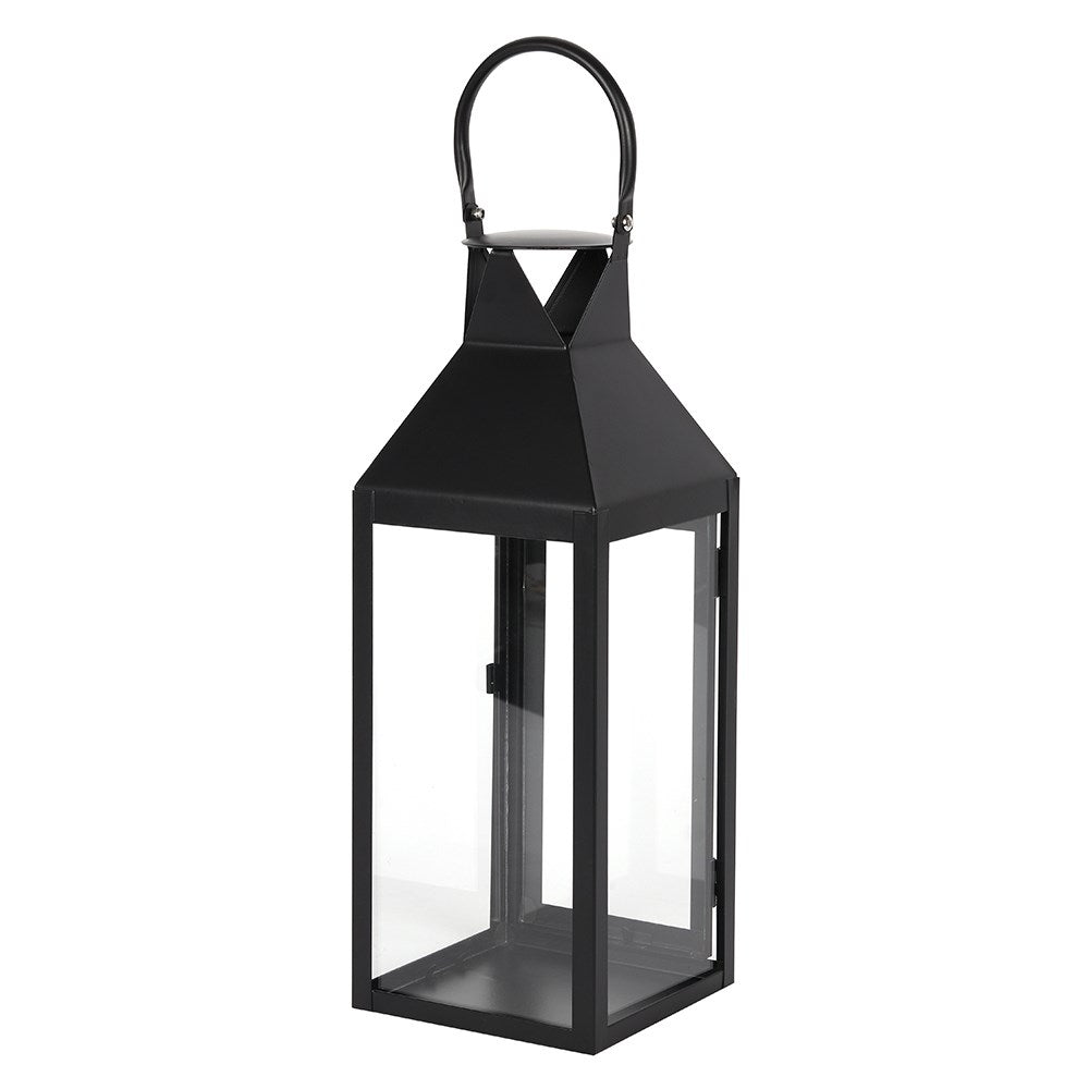 Large Satin Black Candle Lantern