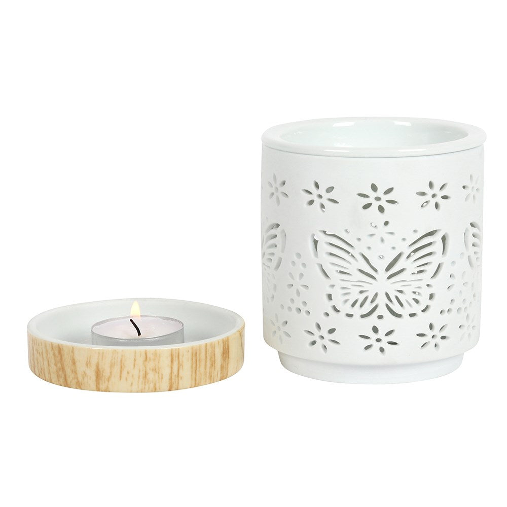 White Butterfly Design Oil & Wax Melt Burner