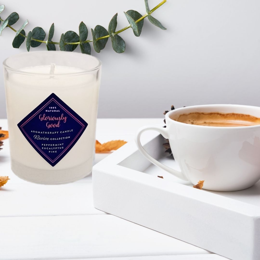 Peppermint, Eucalyptus & Pine Aromatherapy Candle with Organic Essential Oils