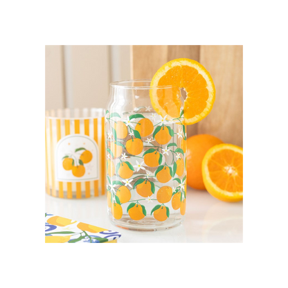 Orange Print Can Glass