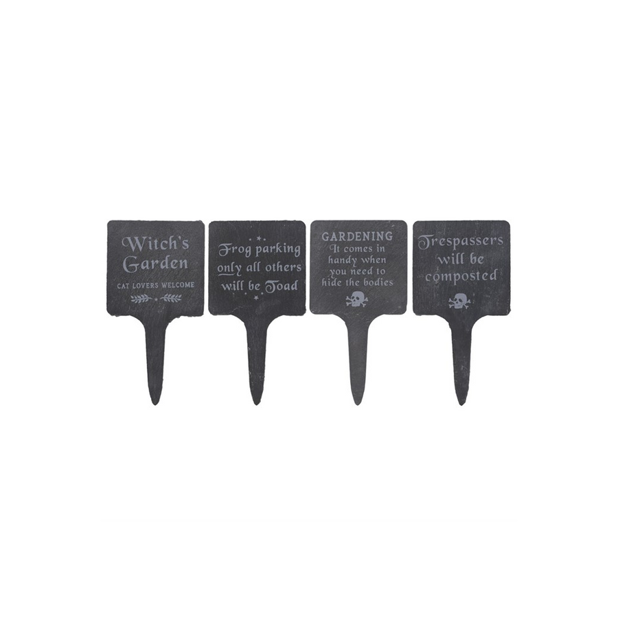Set of 4 Slate Gothic Garden Signs