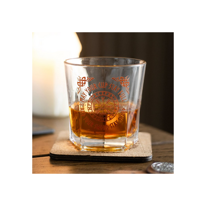 Viking Compass Lowball Drinking Glass with Coaster
