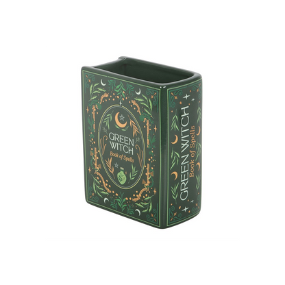 Green Witch Book Shaped Vase