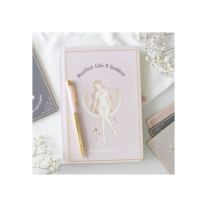 Goddess Energy A5 Manifestation Journal and Rose Quartz Crystal Pen