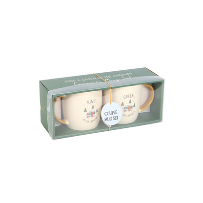 Camping King and Queen Couples Mug Set