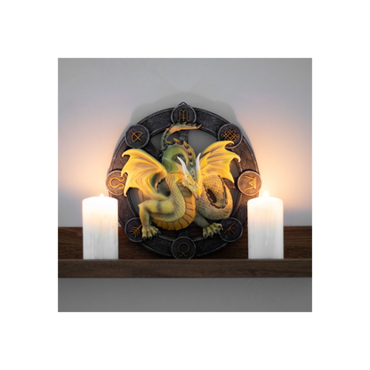 Mabon Dragon Resin Wall Plaque by Anne Stokes