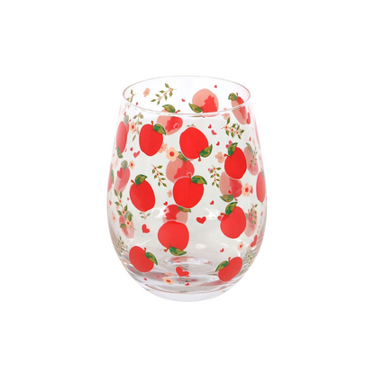 Apple Print Stemless Glass