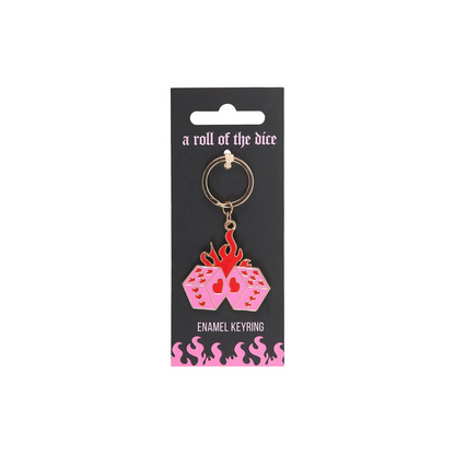 Flaming Dice Keyring