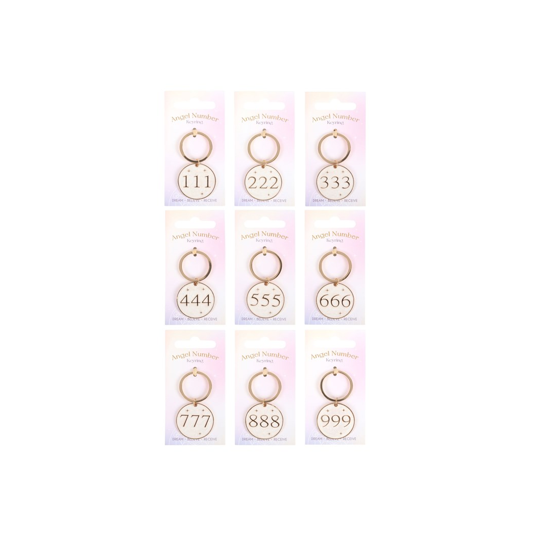 Pack of 9 Angel Number Keyrings