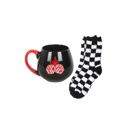 Black Dice Mug and Socks Set