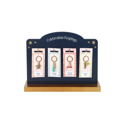 Set of 24 Celebration Keyrings on Display
