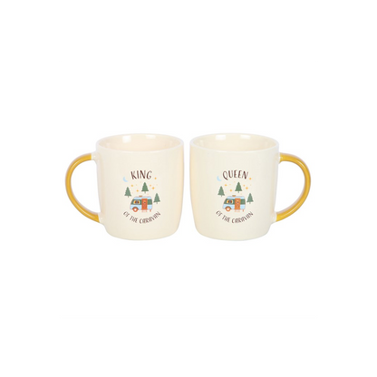 Camping King and Queen Couples Mug Set