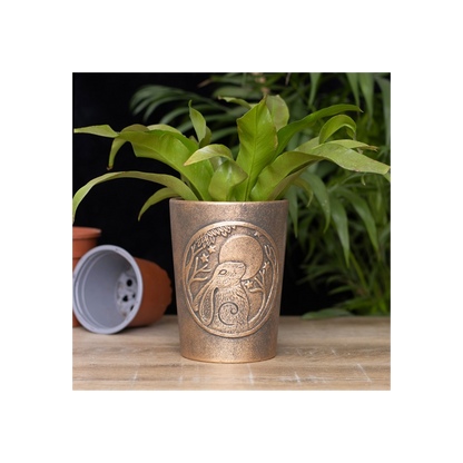 Moon Gazing Hare  Bronze Terracotta Plant Pot by Lisa Parker