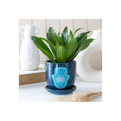 Hand of Hamsa Ceramic Plant Pot