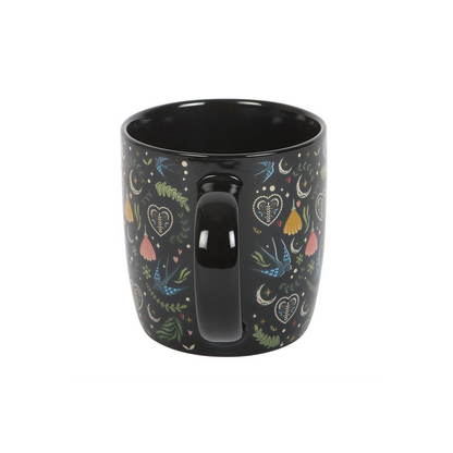 Black Midnight Bloom Print Mug