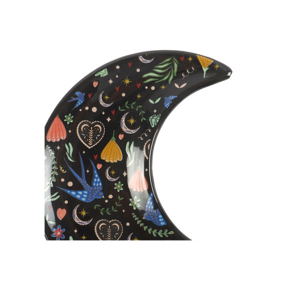 Midnight Bloom Crescent Moon Trinket Dish