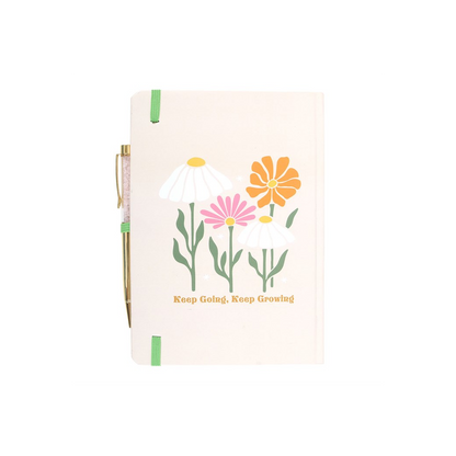 Keep Going, Keep Growing A5 Notebook with Rose Quartz Pen