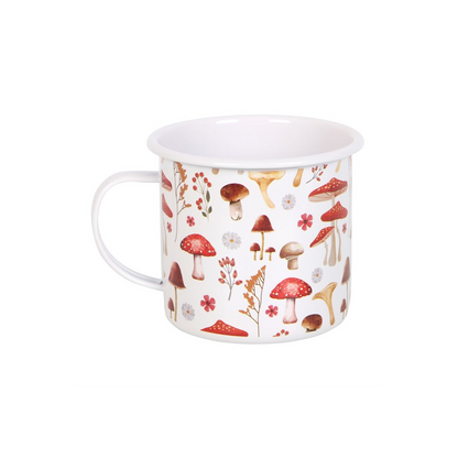 All Over Mushroom Print Enamel Mug