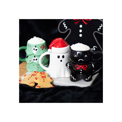 Ghost Shaped Mug with Santa Hat Lid