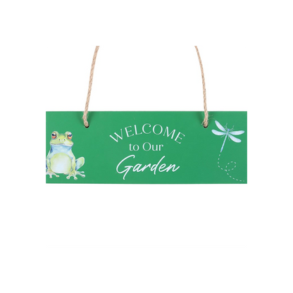 Green Welcome to Our Garden Hanging Sign