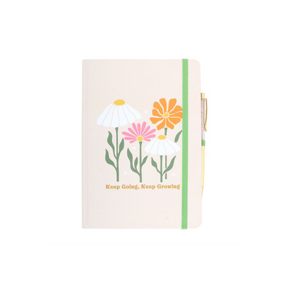 Keep Going, Keep Growing A5 Notebook with Rose Quartz Pen