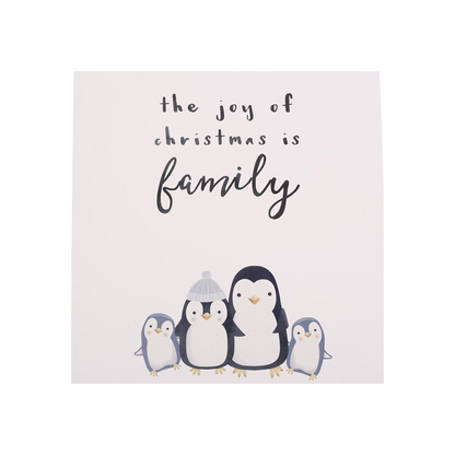 Joy of Christmas Penguin Family Hanging Sign
