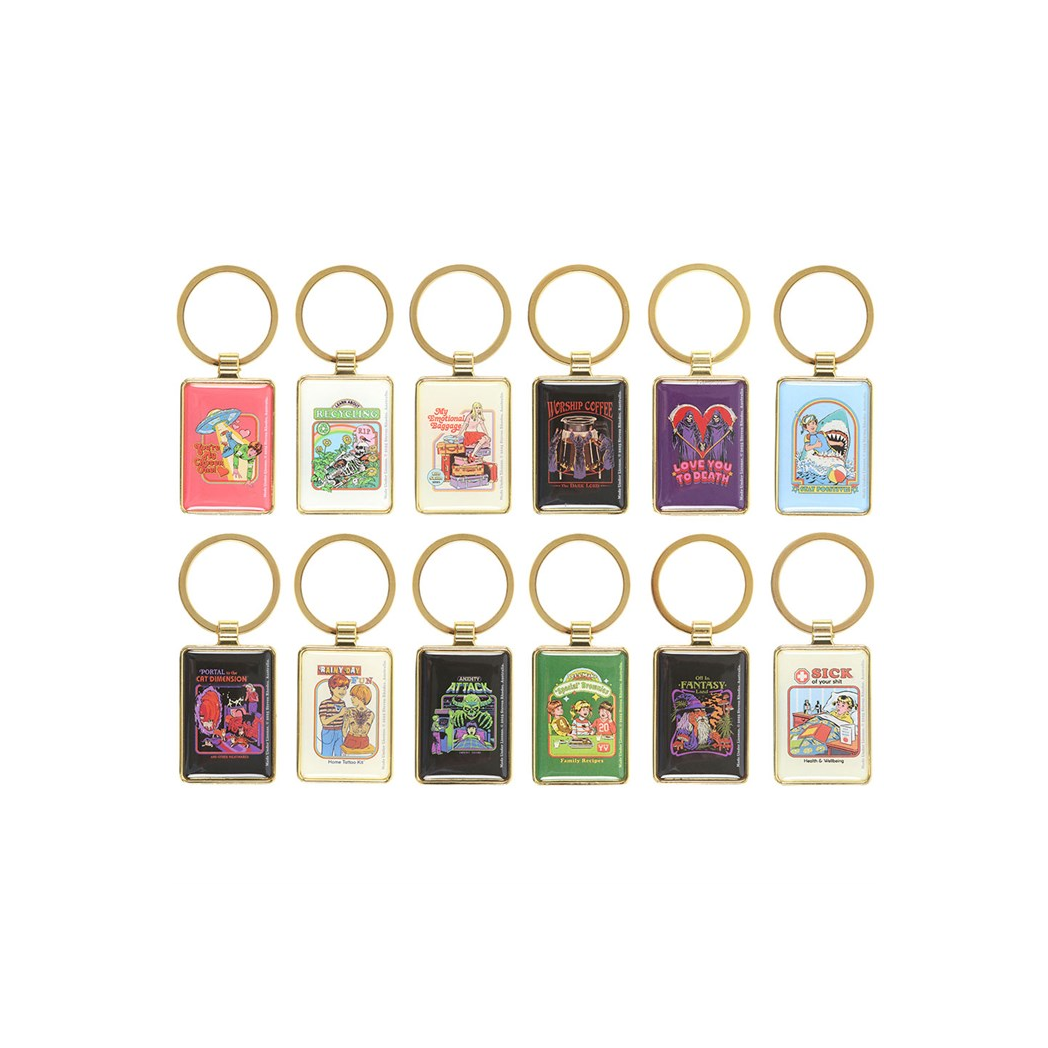 Set of 12 Enamel Keyrings by Steven Rhodes