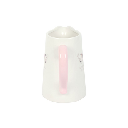 White Butterfly Print Ceramic Flower Jug
