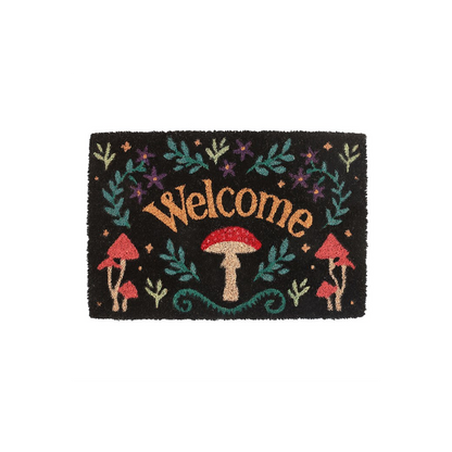 Black Mushroom Welcome Doormat