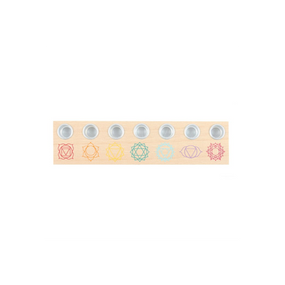 Seven Chakras Wooden Energy Candle Holder