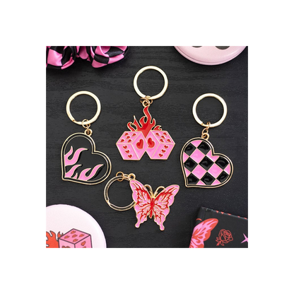 Checkerboard Heart Keyring