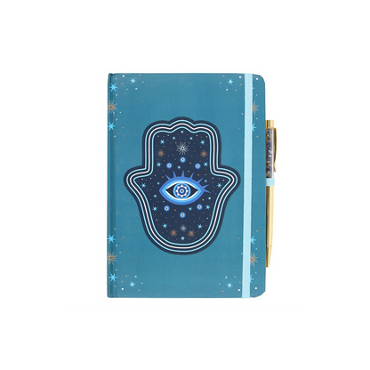 Hand of Hamsa A5 Notebook with Crystal Chip Pen