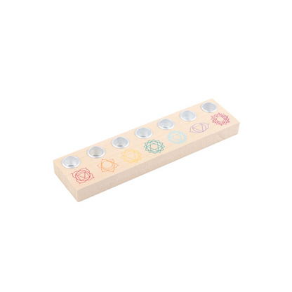 Seven Chakras Wooden Energy Candle Holder