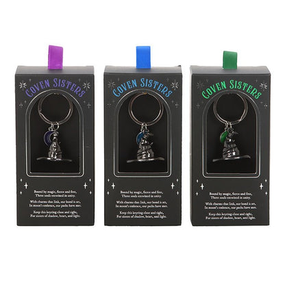 Set of 3 Coven Sisters Witch Hat Keyrings