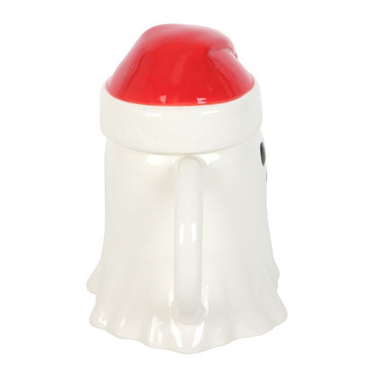 Ghost Shaped Mug with Santa Hat Lid