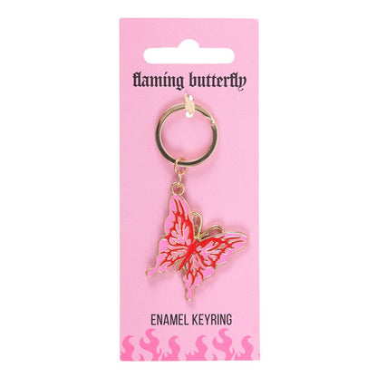 Flaming Butterfly Keyring