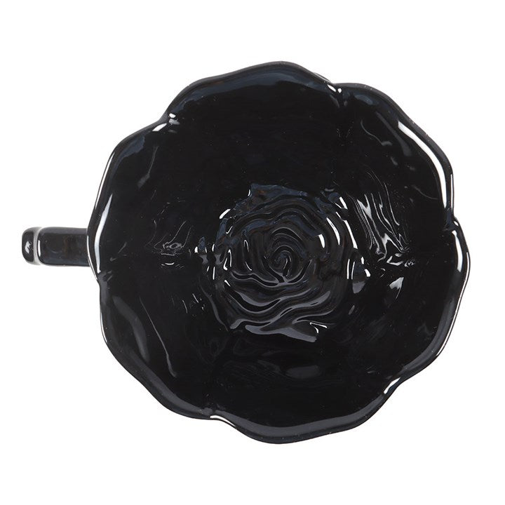 Black Rose Teacup and Saucer
