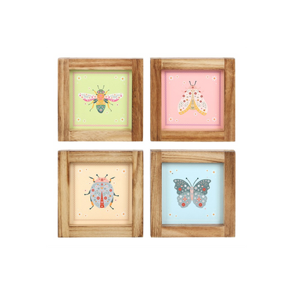 Set of 4 Floral Bug Framed Wall Art Prints