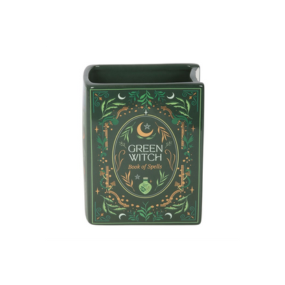 Green Witch Book Shaped Vase