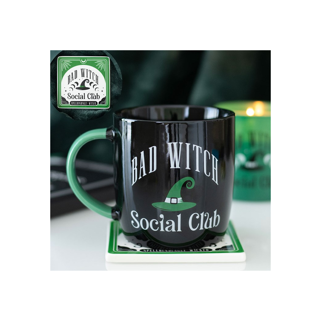 Bad Witch Social Club mug and coaster set