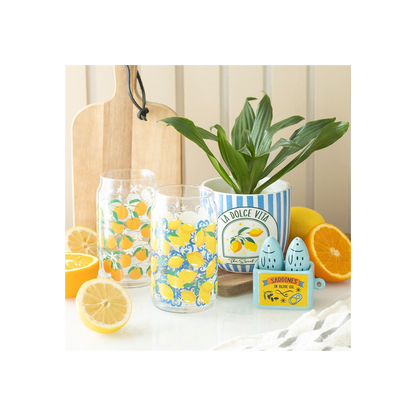 Orange Print Can Glass