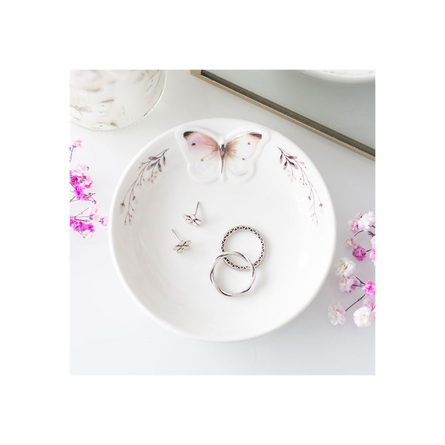 White Butterfly Trinket Dish