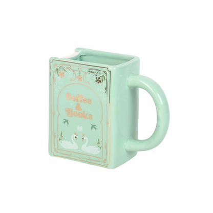 Coffee and Books Green Book Shaped Mug