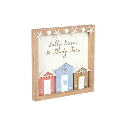 Salty Kisses 3D Shell Beach Hut Plaque