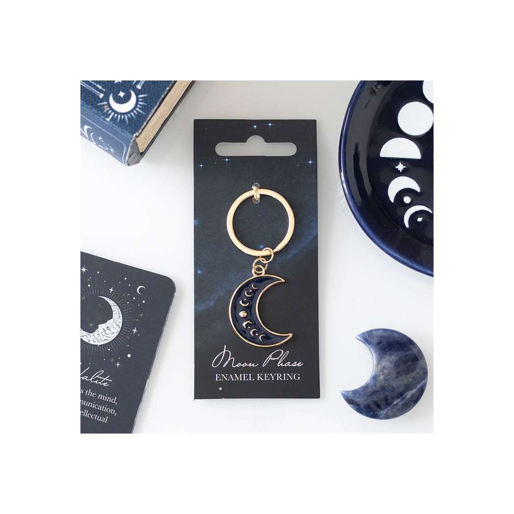 Blue moon phase crescent moon keyring