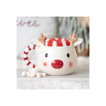 Rudolph Reindeer Mug and Socks Set