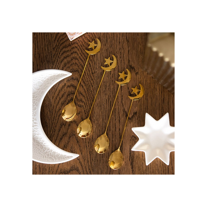 Set of 4 Star and Moon Teaspoons