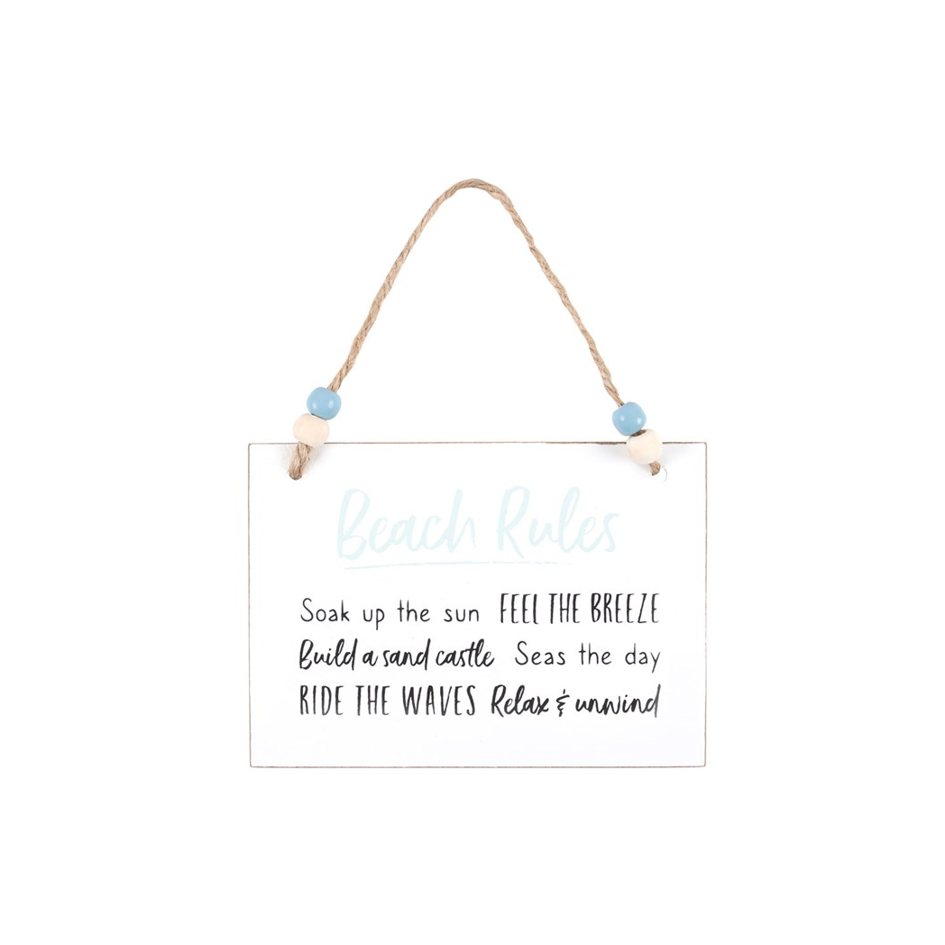 Beach Rules hanging sign